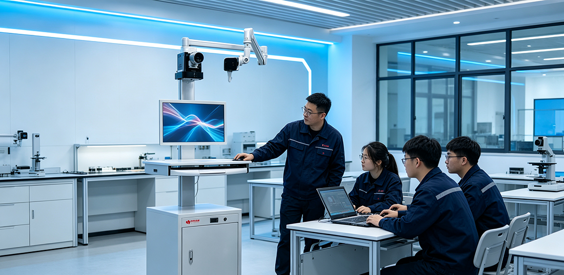 现代职业院校实训教室移动式实训录播工作站特写.png